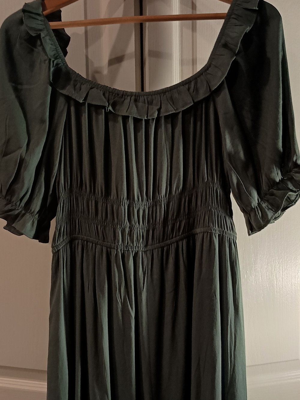 Olive Green Off-Shoulder Maxi Dress - Picture 9 of 12